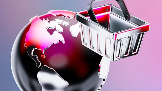 Generic Image Globe and Shopping Cart